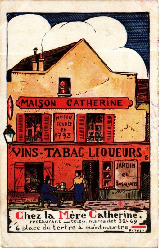 Carte postale ancienne Chez la Mère Catherine - restaurant à Paris 18e