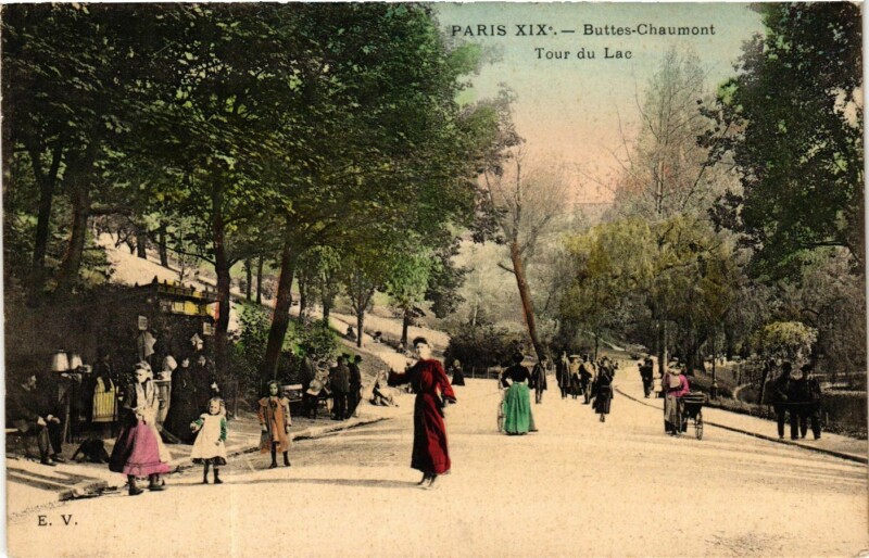 Carte postale ancienne Buttes-Chaumont - Tour du Lac à Paris 19e