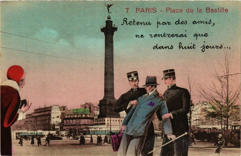 Carte postale ancienne Paris 4e Place de la Bastille. à Paris 4e