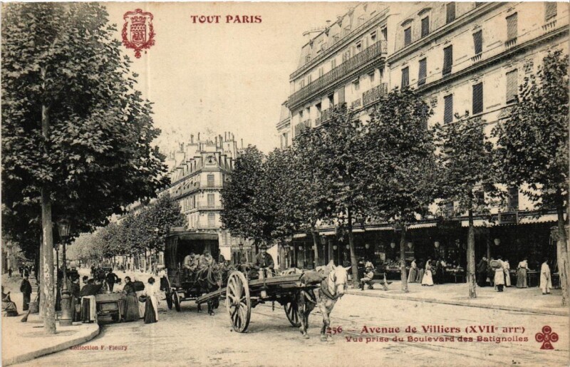 Carte postale ancienne Avenue Villiers - vue prise du Boulevard des Batignolles à Paris 8e