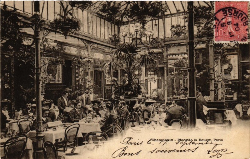 Carte postale ancienne Paris (2e) Champeaux, Place de la Bourse. à Paris 2e