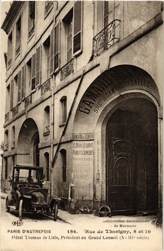 Carte postale ancienne Paris (3e) 8 et 10, Rue de Thorigny. Hotel Thomas de Lisle à Paris 3e