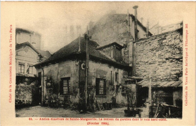 Carte postale ancienne Paris (11e) Ancien cimetiere de Sainte-Marguerite. Maison du Guardien à Paris 11e