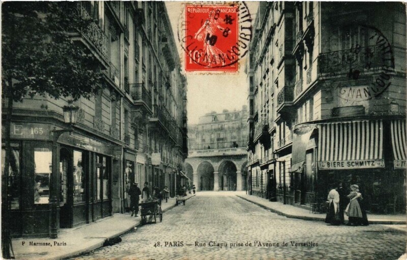 Carte postale ancienne Rue Chapu prise de l'Avenue de Versailles à Paris 16e