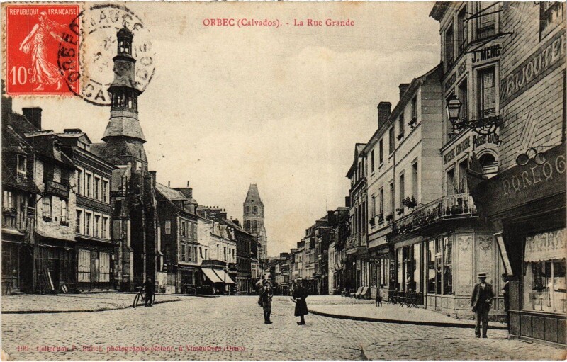 Carte postale ancienne Orbec La Rue Grande à Orbec