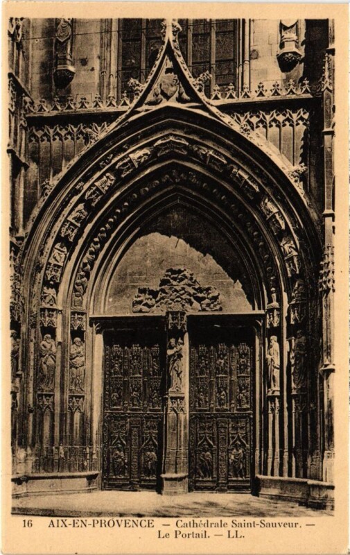 Carte postale ancienne Aix-en-Provence Chathedrale Saint-Sauveur - Le Portail à Aix-en-Provence