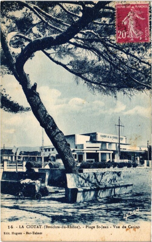 Carte postale ancienne La Ciotat Plage Saint-Jean - Vue du Casino à La Ciotat