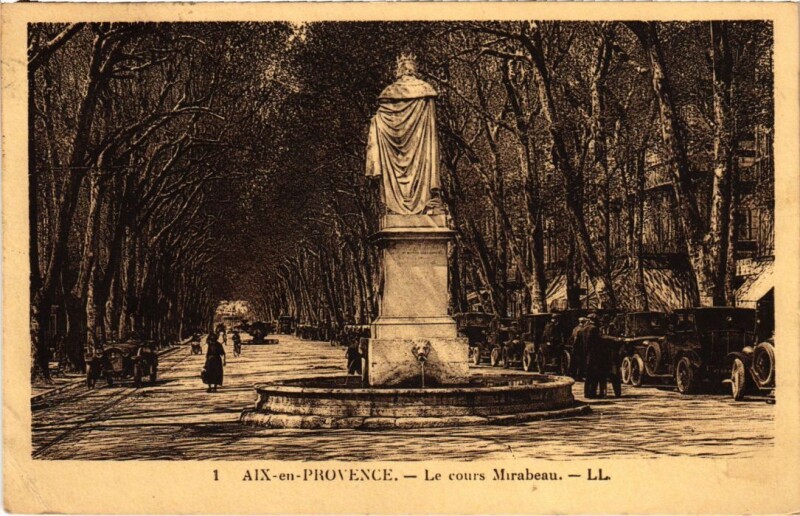 Carte postale ancienne Aix-en-Provence Le Cours Mirabeau à Aix-en-Provence