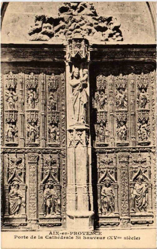 Carte postale ancienne Aix-en-Provence Porte de la Cathedrale Saint-Sauveur à Aix-en-Provence