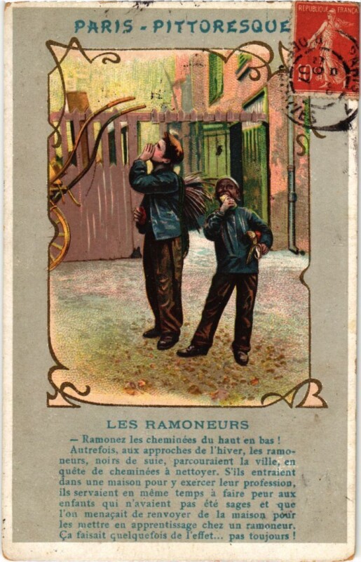 Carte postale ancienne Paris Petits Metiers Les ramoneurs