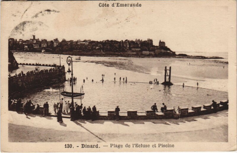 Carte postale ancienne Dinard Plage de l'Ecluse et Piscine à Dinard