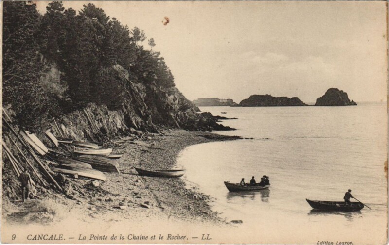 Carte postale ancienne Cancale Pointe de la Chaine et le Rocher à Cancale