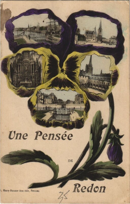 Carte postale ancienne Redon souvenir à Redon