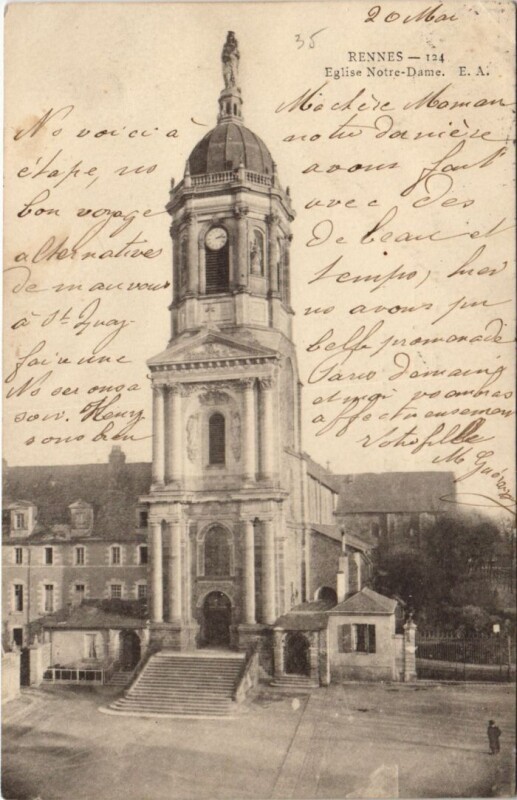 Carte postale ancienne Rennes Eglise Notre Dame à Rennes