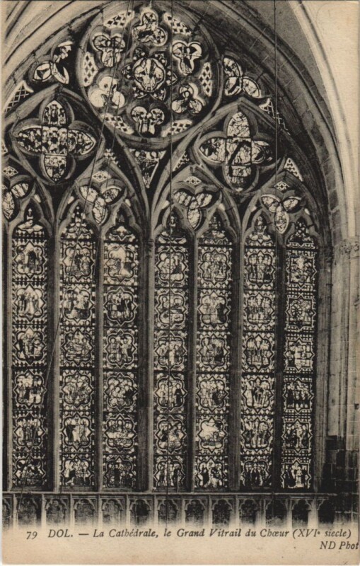Carte postale ancienne Dol de Bretagne La Cathedrale , Grand Vitrail à Dol-de-Bretagne