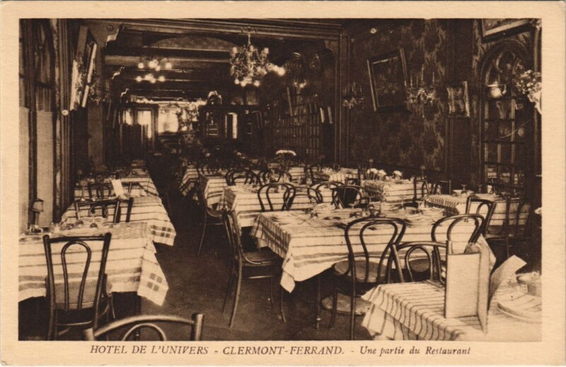 Carte postale ancienne Clermont Ferrand hotel de l'Univers, restaurant à Clermont-Ferrand