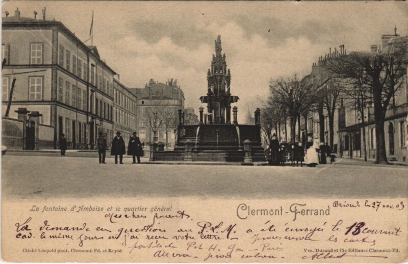 Carte postale ancienne Clermont Ferrand Fontaine d'Amboise à Clermont-Ferrand