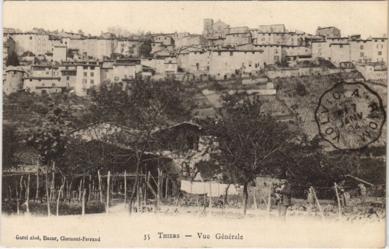 Carte postale ancienne Thiers vue generale à Thiers