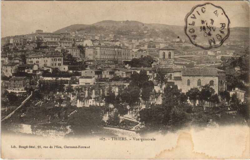Carte postale ancienne Thiers vue generale à Thiers