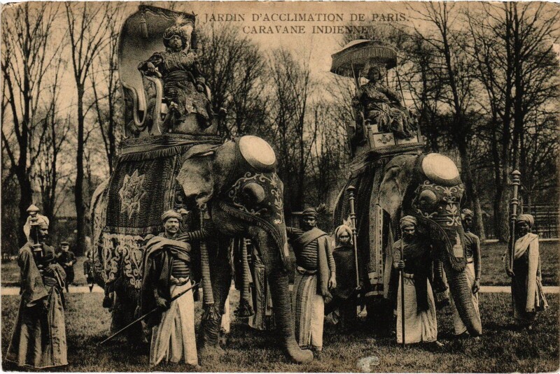 Carte postale ancienne Jardin d'Acclimatation de Paris - Caravane Indienne à Paris 16e
