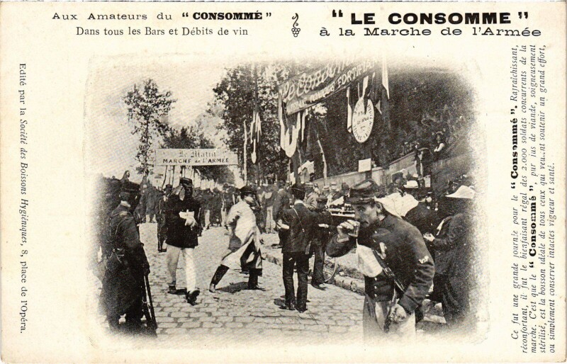 Carte postale ancienne Paris advertisement Le Consomme a la Marche de l'Armee