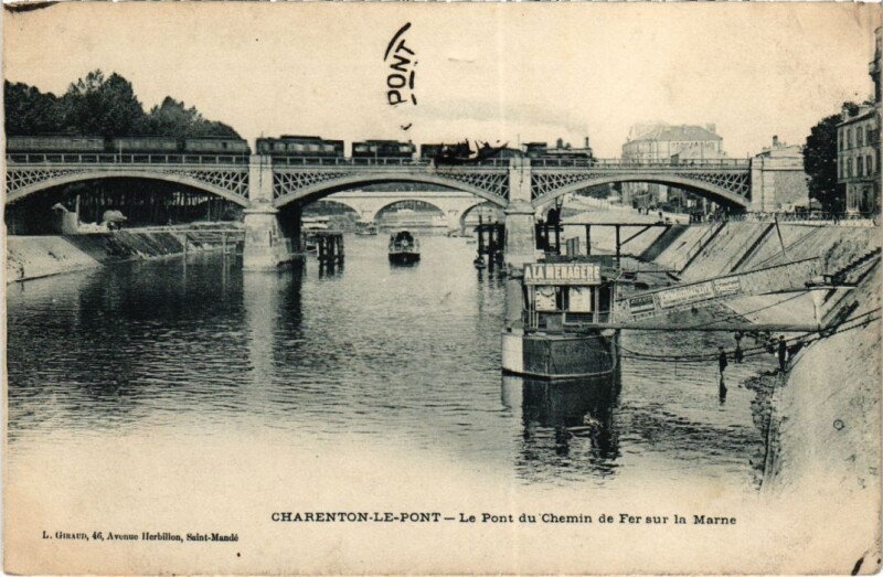 Carte postale ancienne Charenton Le Pont du Chemin de Fer sur la Marne France à Charenton-le-Pont