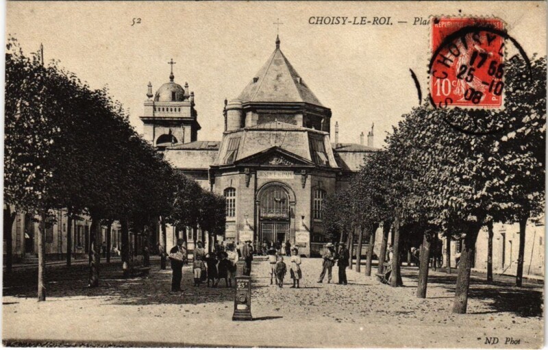 Carte postale ancienne Choisy le Roi Place de l'Eglise France à Choisy-le-Roi