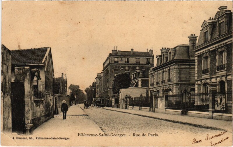 Carte postale ancienne Villeneuve St.Georges Rue de Paris France