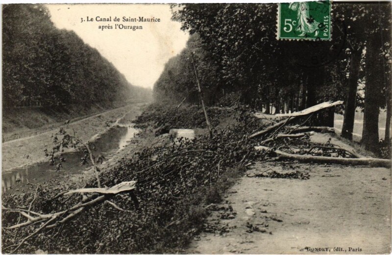 Carte postale ancienne St.Maurice Le Canal de Saint-Maurice apres l'Ouragan France à Saint-Maurice