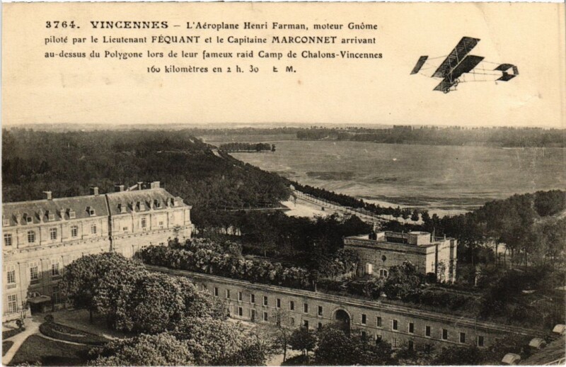 Carte postale ancienne Vincennes L'Aeroplane Henri Farman France à Vincennes