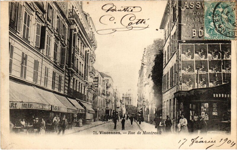 Carte postale ancienne Vincennes Rue de Montreuil France à Vincennes