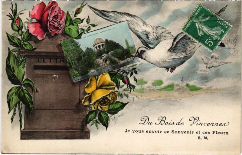 Carte postale ancienne Vincennes Je vous envoie ce Souvenir et ces Fleurs France à Vincennes