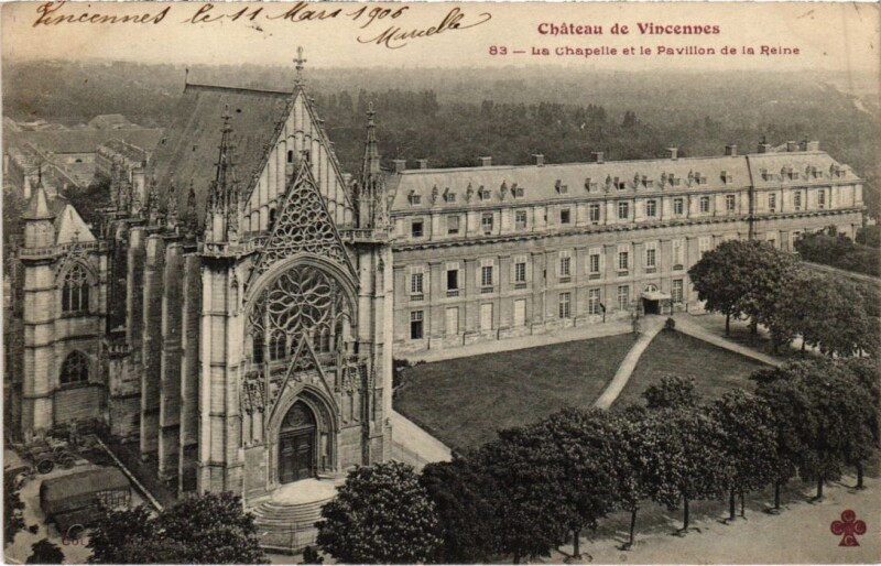 Carte postale ancienne Vincennes La Chapelle et le Pavillon de la Reine France à Vincennes