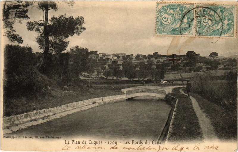 Carte postale ancienne Le Plan de Cuques - Les Bords du Canal à Plan-de-Cuques
