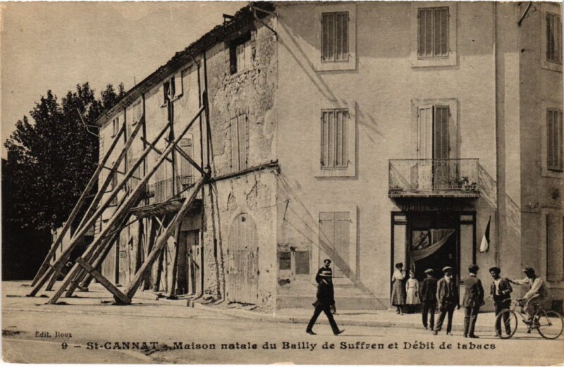 Carte postale ancienne Saint-Cannat Maison Natale du Bailly de Suffren - Debit de Tabacs à Saint-Cannat