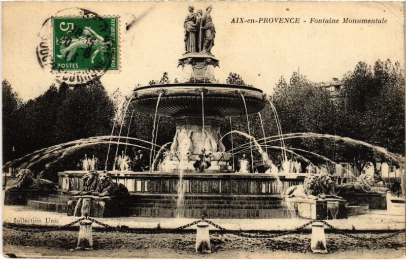 Carte postale ancienne Aix-en-Provence Fontaine Monumentale à Aix-en-Provence