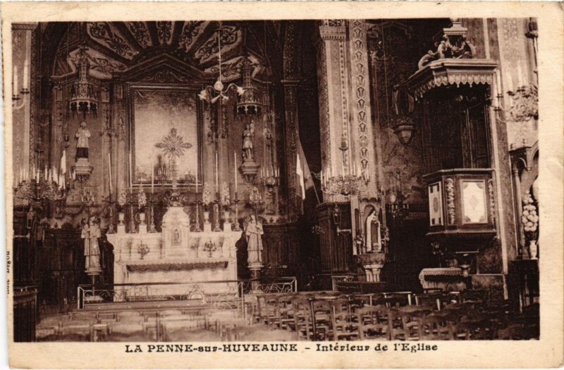 Carte postale ancienne La Penne-sur-Huveaune Interieur de l'Eglise à La Penne-sur-Huveaune