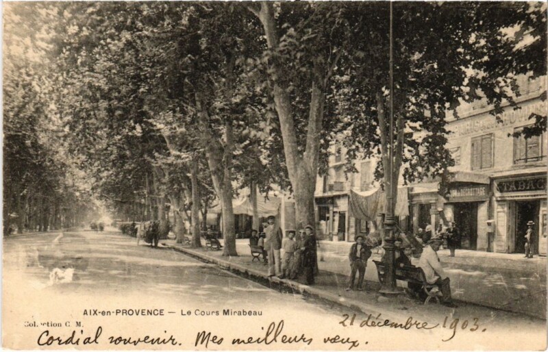 Carte postale ancienne Aix-en-Provence Le Cours Mirabeau à Aix-en-Provence