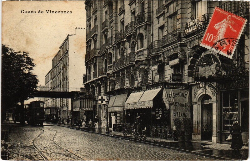 Carte postale ancienne Paris 12e Cours de Vincennes à Paris 12e