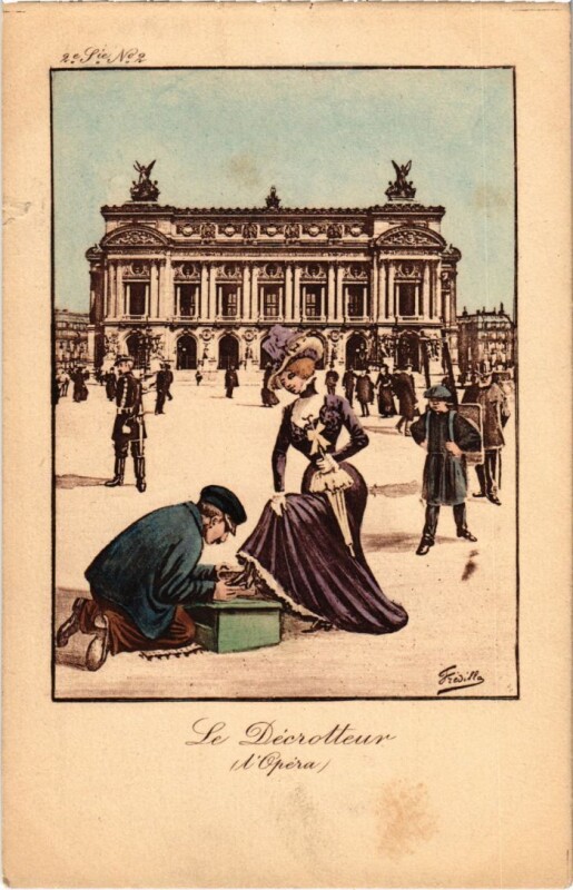 Carte postale ancienne Paris Petits Metiers le Decrotteur l'Opera