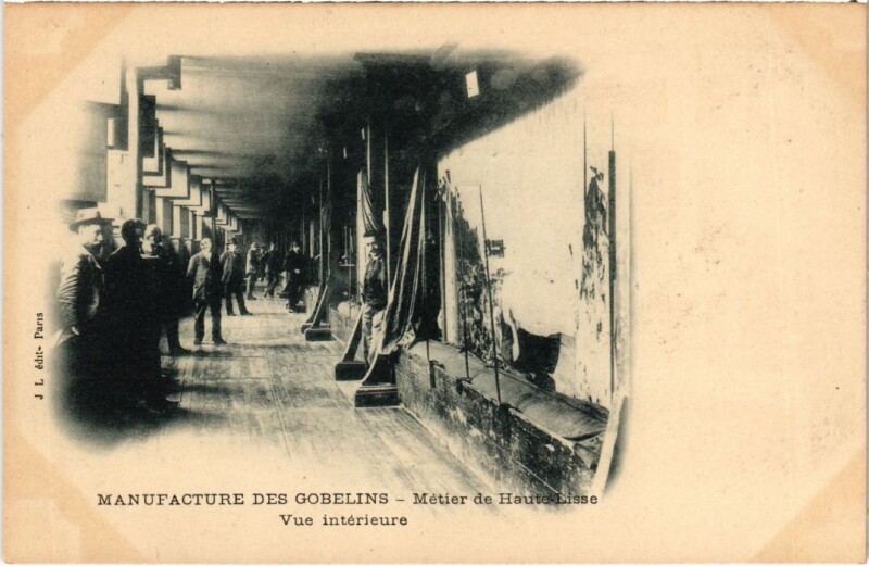 Carte postale ancienne Paris 13e les gobelins Metier de haute-lisse à Paris 13e
