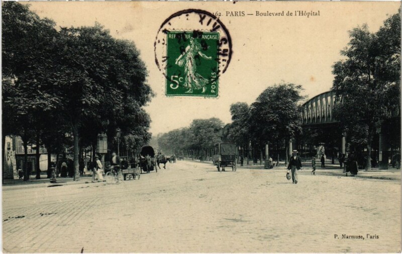 Carte postale ancienne Boulevard de l'Hôpital à Paris 5e