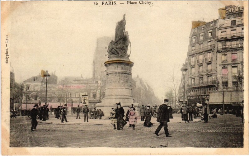 Carte postale ancienne Paris 9e Place Clichy à Paris 9e