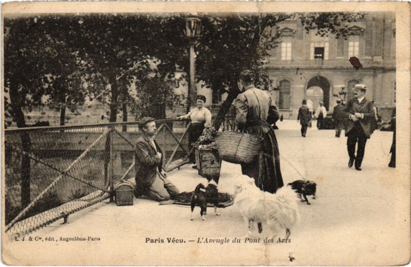 Carte postale ancienne L'Aveugle du Pont des Arts à Paris 1er