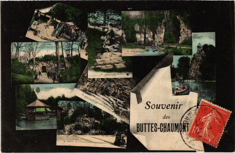 Carte postale ancienne Souvenir des Buttes-Chaumont à Paris 19e