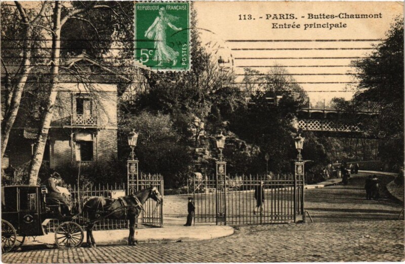 Carte postale ancienne Buttes-Chaumont - Entrée Principale à Paris 19e