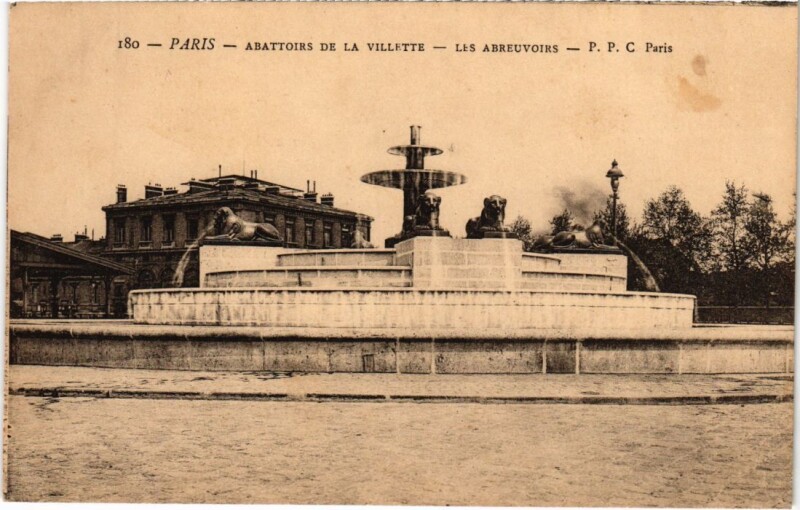 Carte postale ancienne Abattoirs de la Villette - Les abreuvoirs à Paris 19e