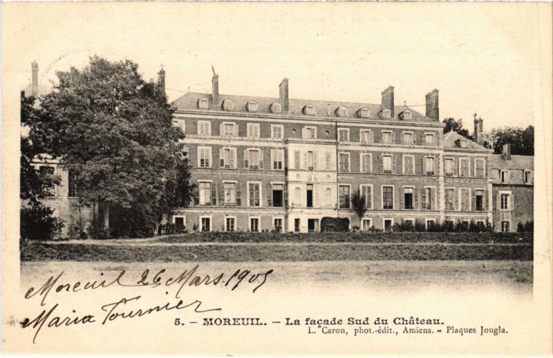 Carte postale ancienne Moreuil La Face Sud du Chateau à Moreuil