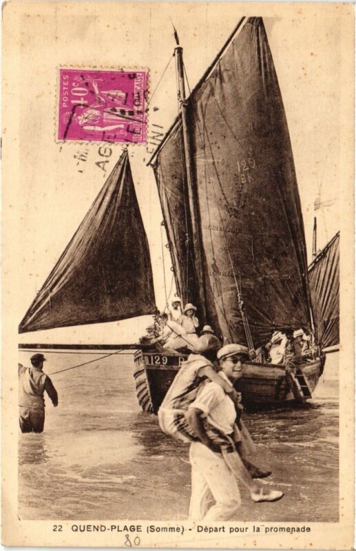 Carte postale ancienne Quend Quend-Plage - Depart pour la Promenade à Quend