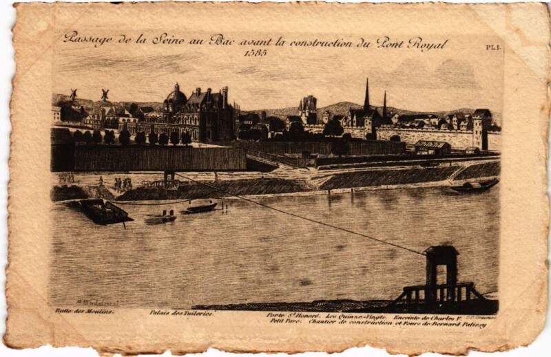 Carte postale ancienne Ancien Paris Passage de la Seine au Bac